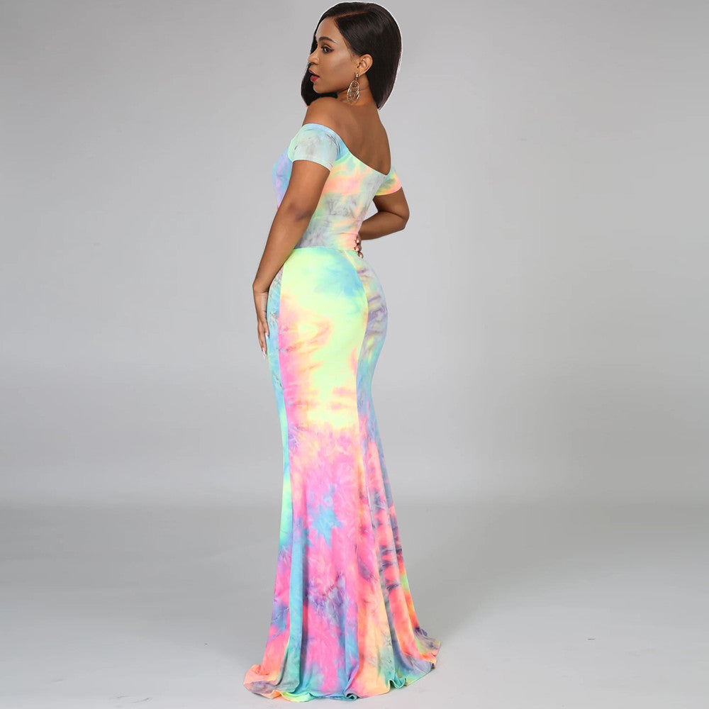 Damen Maxikleid mit offenen Schultern und trendigem Ausschnitt EB