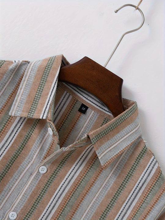 EB | Gestreiftes Baumwoll Leinen Herrenhemd für Entspannte Looks