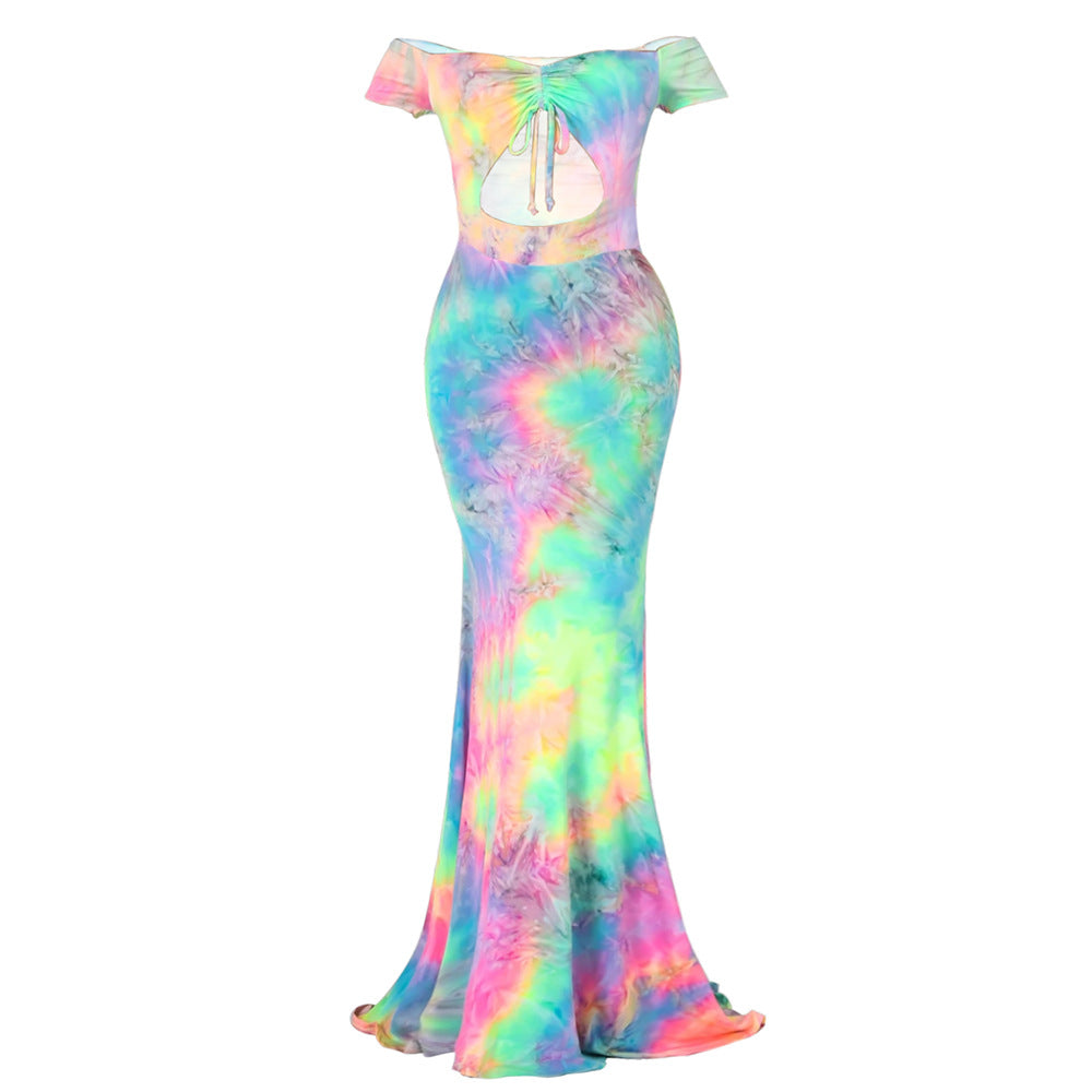 Damen Maxikleid mit offenen Schultern und trendigem Ausschnitt EB
