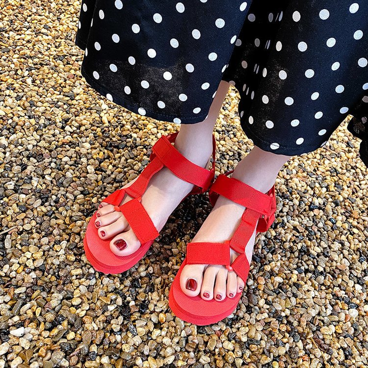 Damen Bequeme Riemensandalen mit verstellbaren Gurten EB