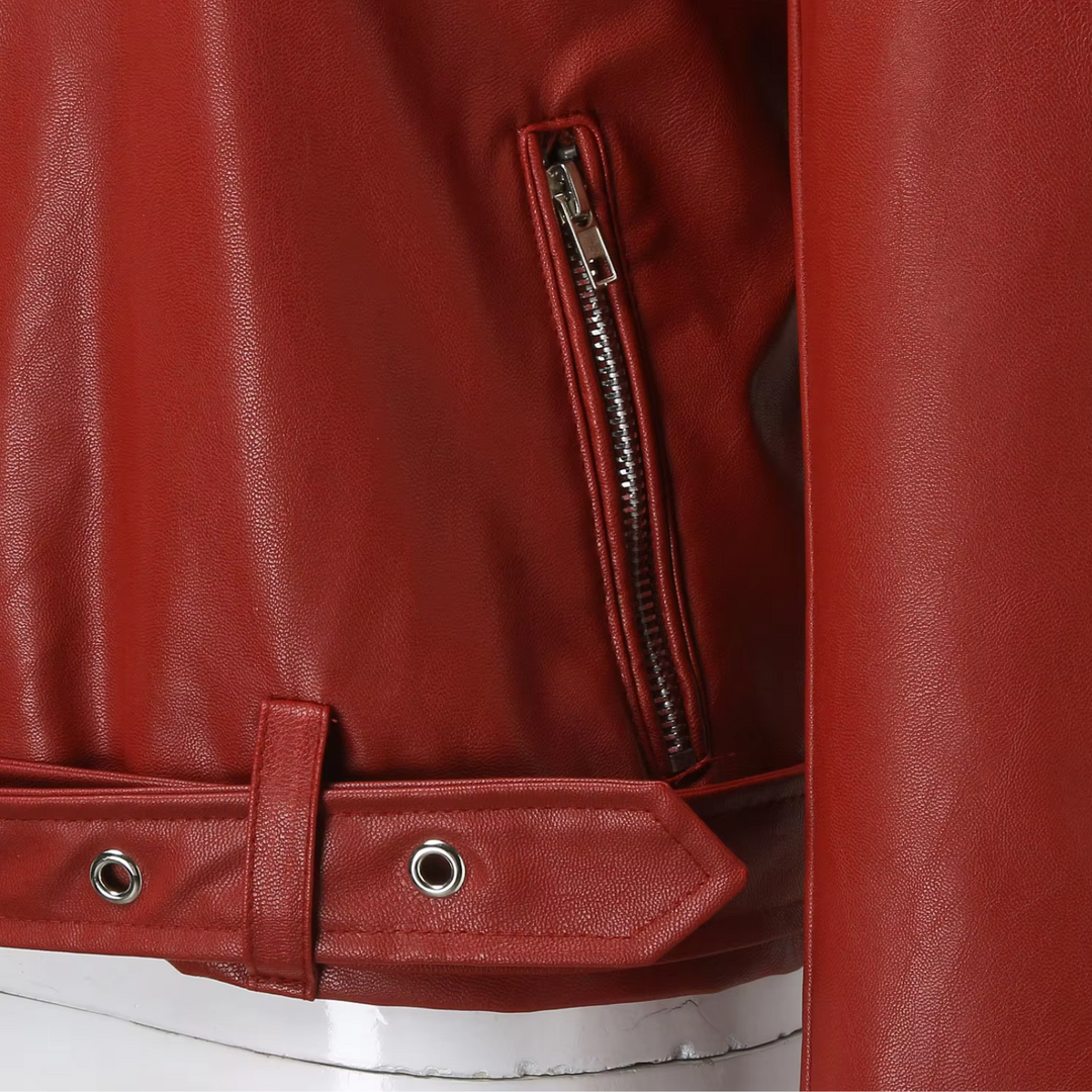 EB | jacke Damen Biker Modell mit Gürtel und Reißverschlussdetails