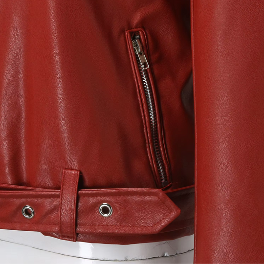 EB | jacke Damen Biker Modell mit Gürtel und Reißverschlussdetails
