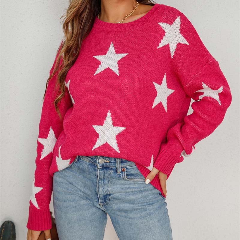 EB | Sternstrickpullover Mit Verspieltem Muster