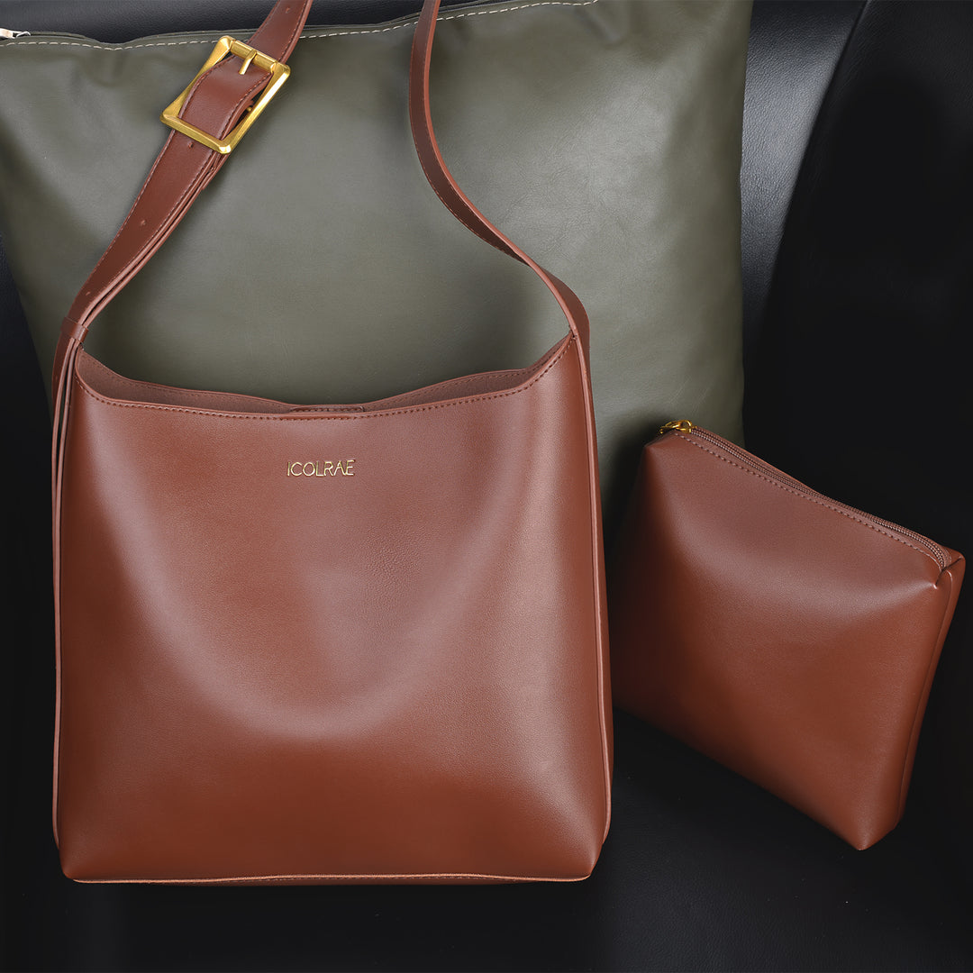 EB | Stilvolle Robuste Braune Geprägte Brusttasche