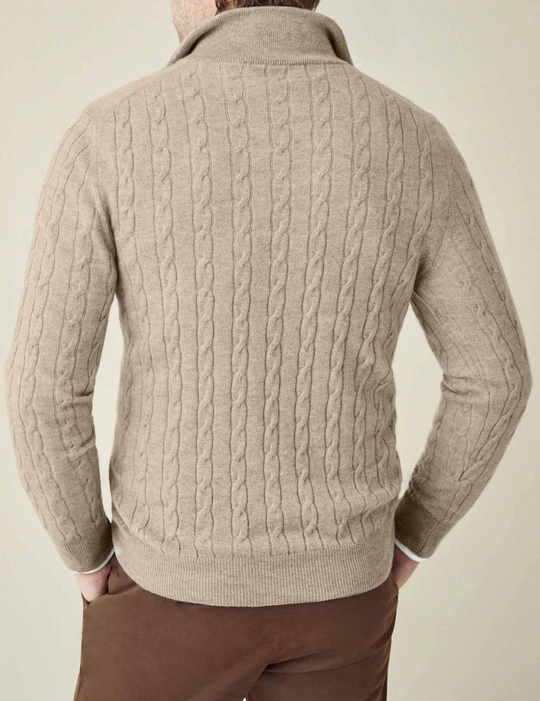 EB | Zopfstrickpullover mit Reißverschluss - Eleganter Business & Freizeitpullover