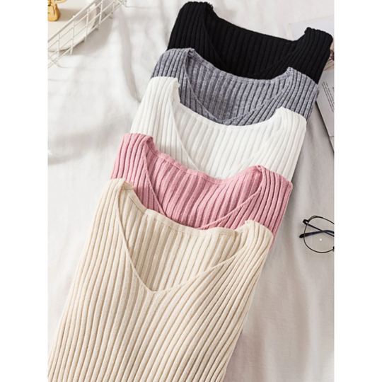 EB | Pullover - Slim-Fit Rippstrick V-Ausschnitt Pullover