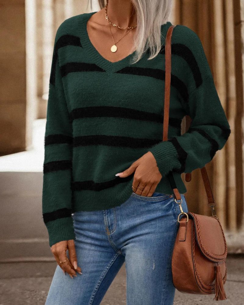 EB | Drop Schulter Gestreifter Pullover