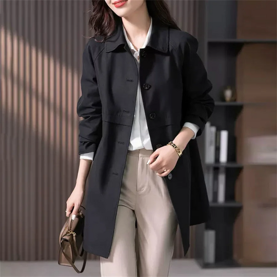 EB | Stylischer Einreihiger Kurzer Trenchcoat für Damen