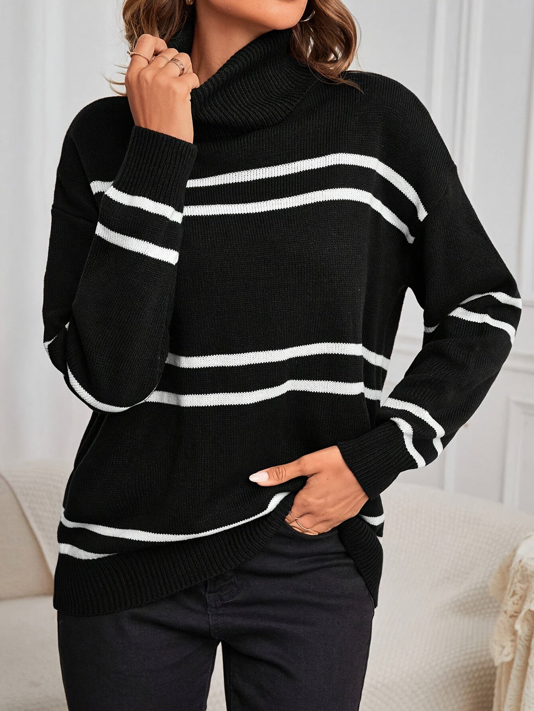 EB | Gestreifter Rollkragenpullover