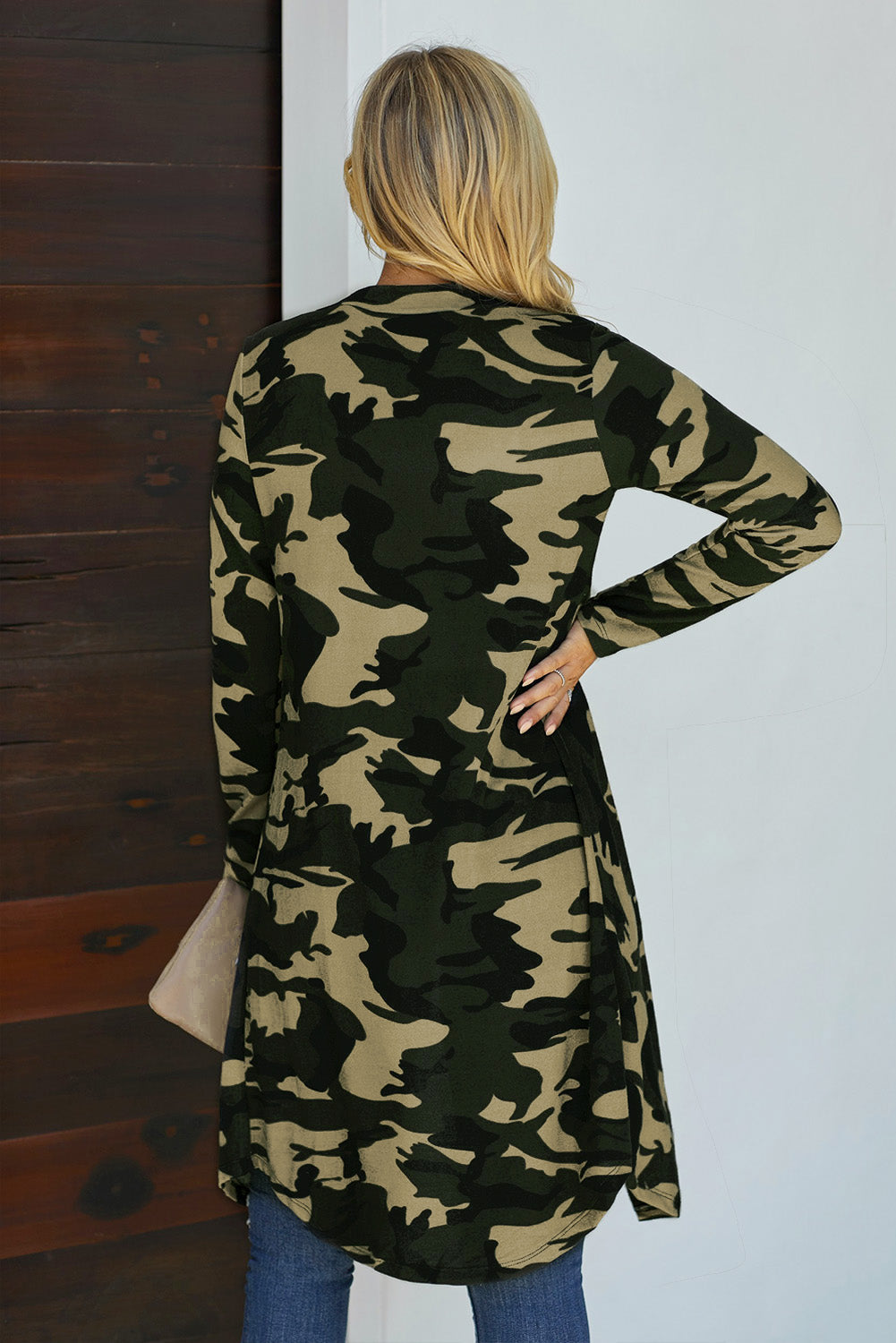 EB | Bedruckter Offene Front Langarm Cardigan