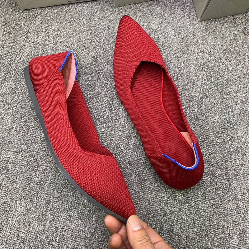 Damen Elegante spitz zulaufende Ballerinas mit modischem Akzent EB