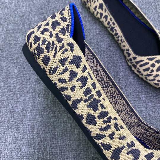 Damen Ballerinas mit modischem Leopardenmuster aus elastischem Material EB