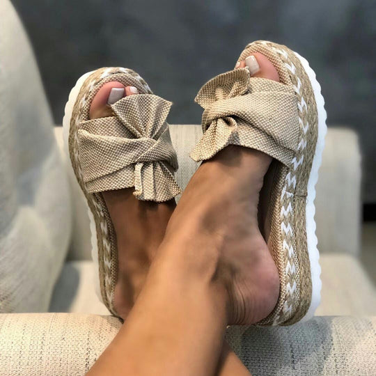 Damen modische Espadrilles mit dekorativem Schleifen-Detail EB
