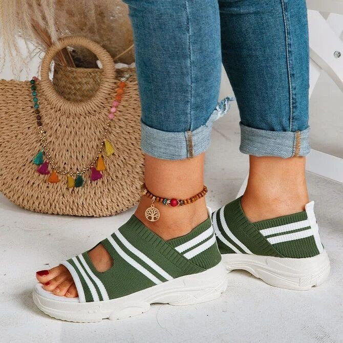 Damen trendige Sport Sandalen mit elastischen Riemen und atmungsaktiver Sohle EB