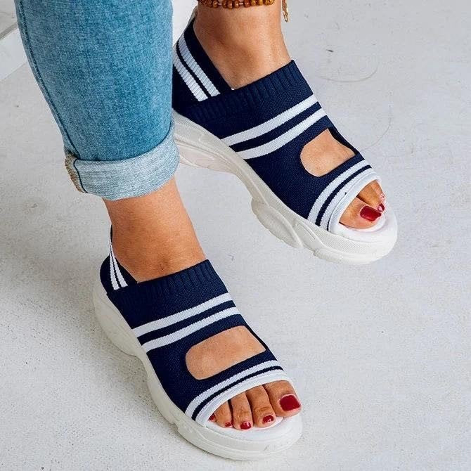Damen trendige Sport Sandalen mit elastischen Riemen und atmungsaktiver Sohle EB