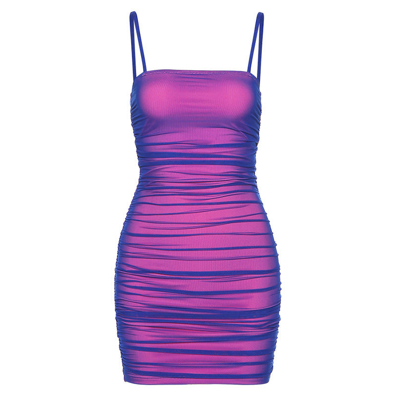 Damen Sommerliches Mini-Kleid mit raffinierten Rüschendetails und Spaghettiträgern EB