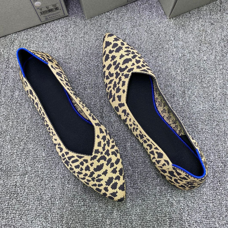 Damen Ballerinas mit modischem Leopardenmuster aus elastischem Material EB