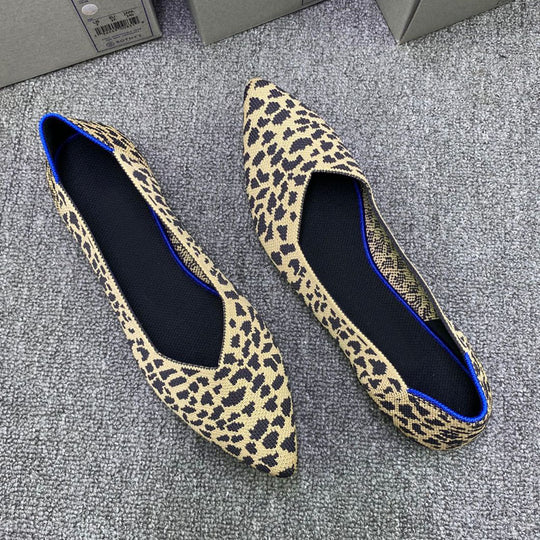 Damen Ballerinas mit modischem Leopardenmuster aus elastischem Material EB