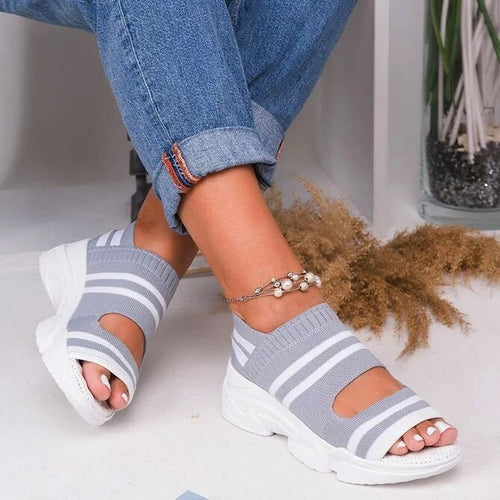 Damen trendige Sport Sandalen mit elastischen Riemen und atmungsaktiver Sohle EB