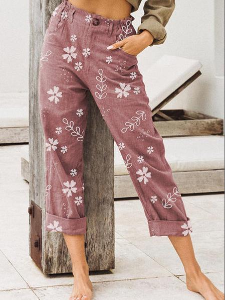Damen lässige Blumenmuster Hose EB