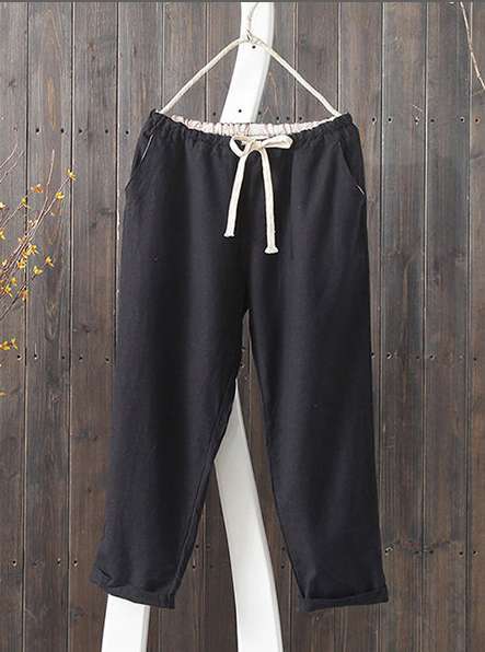 Damen Hose mit elastischem Bund und seitlichen Taschen EB