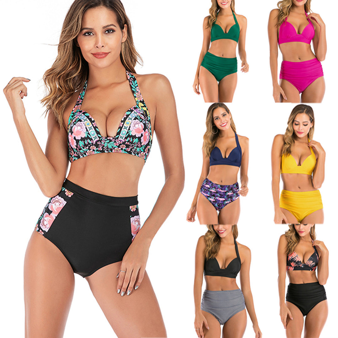 Damen Bandeau-Bikini mit stilvollen Streifen und verstellbaren Trägern EB