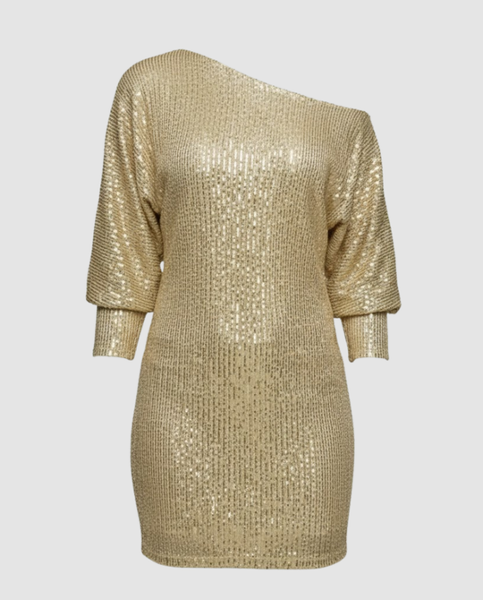 Glänzendes One Shoulder Minikleid | EB