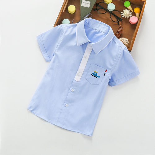 Jungen Kurzarmhemd mit Helicopter-Applikation EB