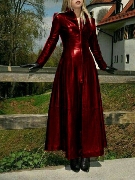 Damen eleganter Maxikleid mit strukturiertem Reißverschluss und schimmerndem Finish EB