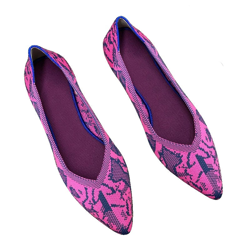 Damen Ballerinas mit auffälligem Schlangenmotiv EB