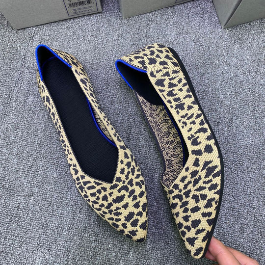Damen Ballerinas mit modischem Leopardenmuster aus elastischem Material EB