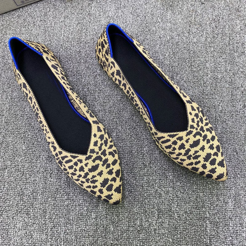 Damen Ballerinas mit modischem Leopardenmuster aus elastischem Material EB