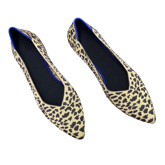Damen Ballerinas mit modischem Leopardenmuster aus elastischem Material EB