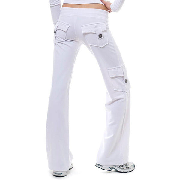 Damen bequeme Cargo-Hose mit tiefen Taschen und elastischem Bund EB