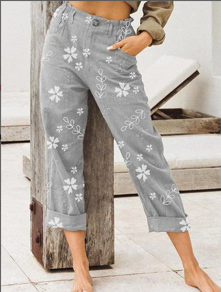 Damen lässige Blumenmuster Hose EB