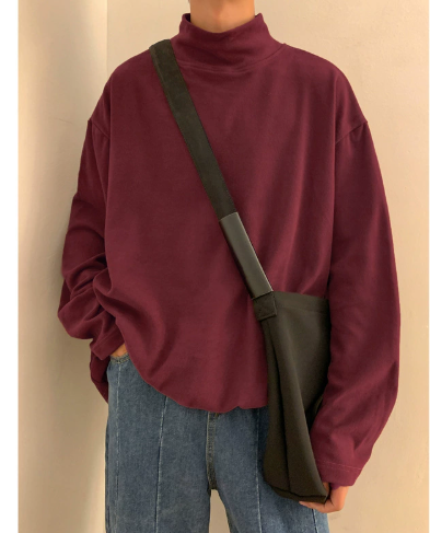 Herren Oversized Pullover mit Stehkragen und weichem Innenfutter EB