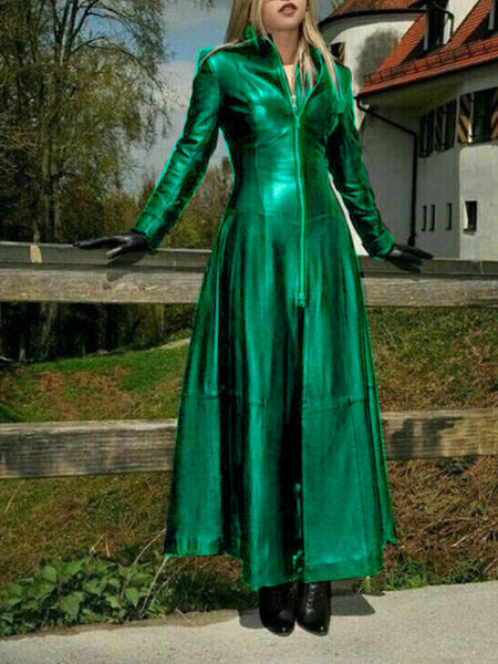 Damen eleganter Maxikleid mit strukturiertem Reißverschluss und schimmerndem Finish EB