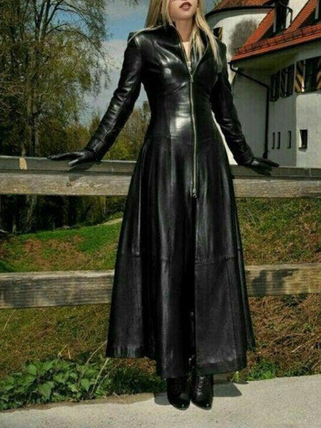 Damen eleganter Maxikleid mit strukturiertem Reißverschluss und schimmerndem Finish EB