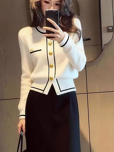 Damen Strickbluse mit eleganten Knopfdetails EB