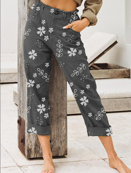 Damen lässige Blumenmuster Hose EB