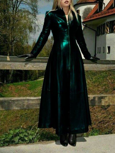 Damen eleganter Maxikleid mit strukturiertem Reißverschluss und schimmerndem Finish EB