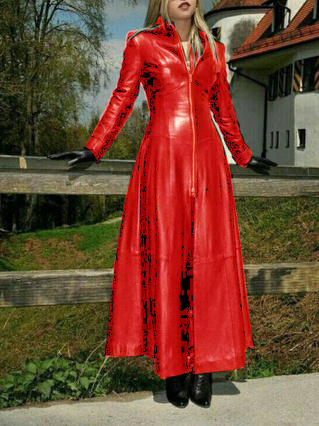 Damen eleganter Maxikleid mit strukturiertem Reißverschluss und schimmerndem Finish EB