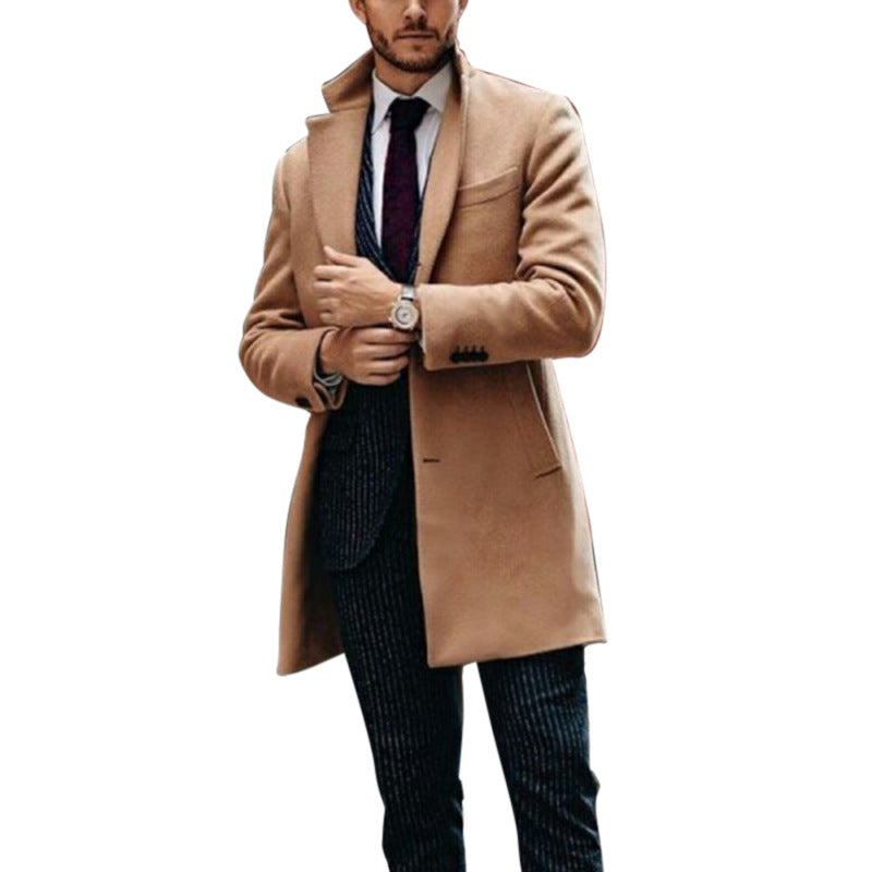 Herren eleganter Wollmantel mit schickem Revers und praktischen Eingrifftaschen EB
