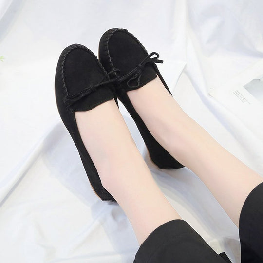 Damen nan femininer Velours‑Schlupfloafer mit handgestepptem Vorderblatt, dekorativer Schleife und gedämpftem Memory‑Fußbett EB