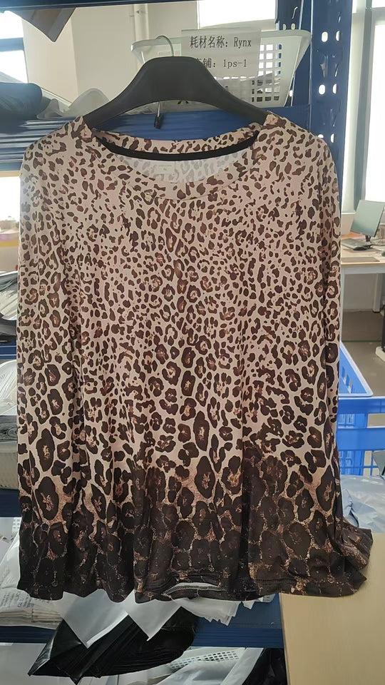 EB | Leopardenprint Lässig Stehkragen