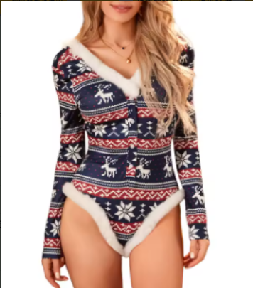 EB | Weihnachts Floral Sexy Body Tight Jumpsuit Shorts