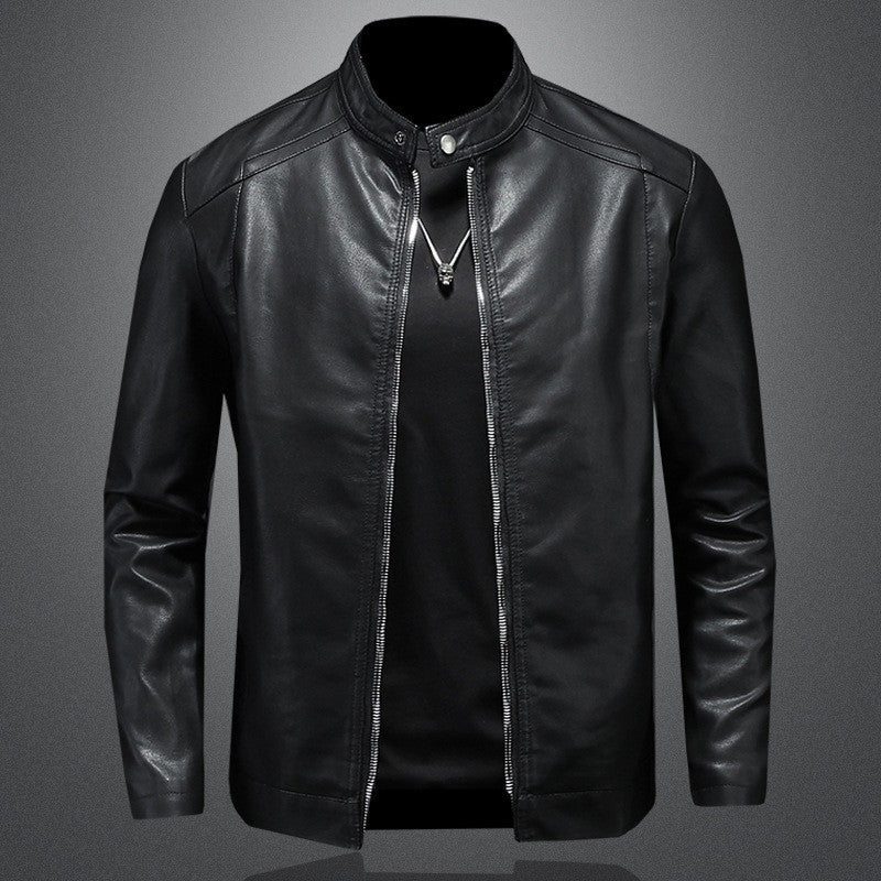 EB | Vegan Lederjacke Slim Fit Stehkragen Reißverschluss Minimalistisches Design