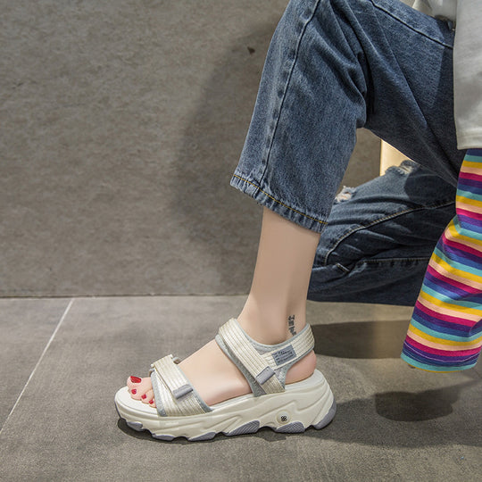 Damen Sportliche Sandalen mit verstellbaren Riemen und dämpfender Sohle EB