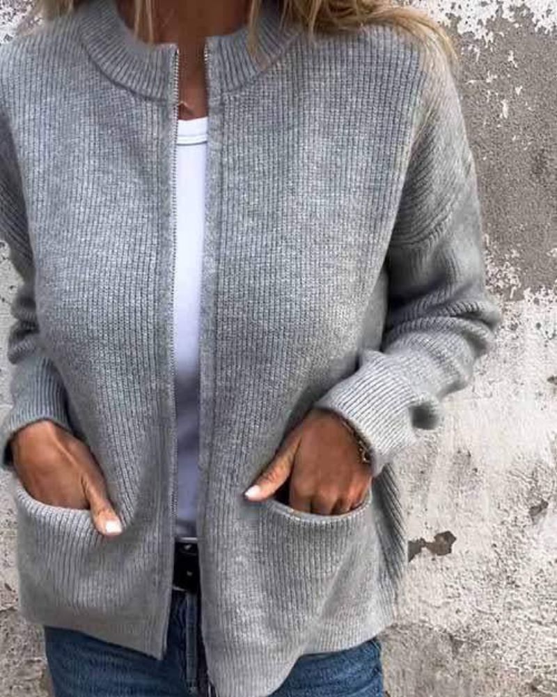 EB | Cardigan mit Reißverschluss und Taschen