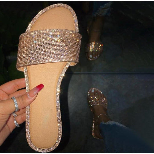 Damen Luxus Hausschuhe mit Strass-Details EB